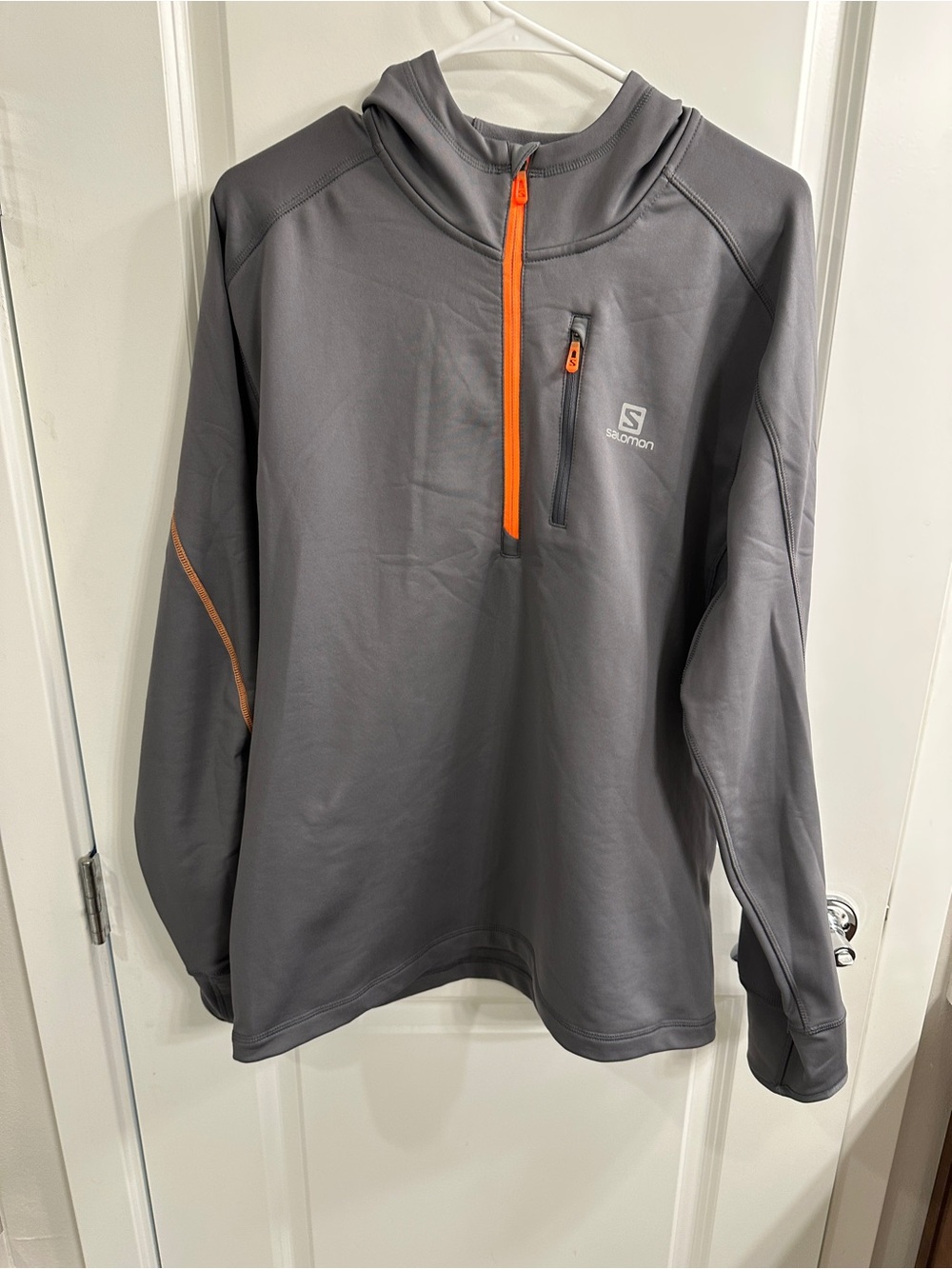 Salomon Gray Half-Zip Pullover with Orange Trim - men’s large